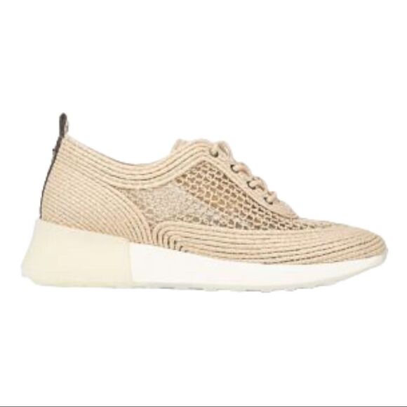 SAM Edelman Delma Ribbed Lace Up Sneakers in Natural Size 8/ 38 - Picture 4 of 13